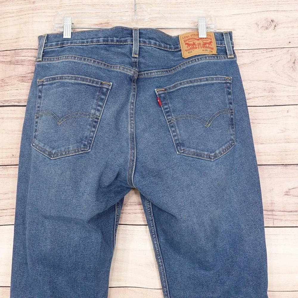 Levis 511 Jeans Mens 36x30 Blue Medium Wash Slim Fit Stretch Denim Pants